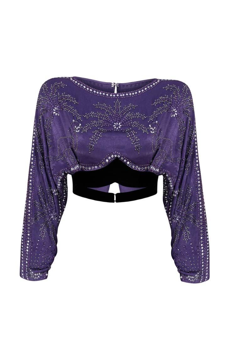 Moda Operandi Raisa Vanessa Strass-embellished Satin Cropped Top