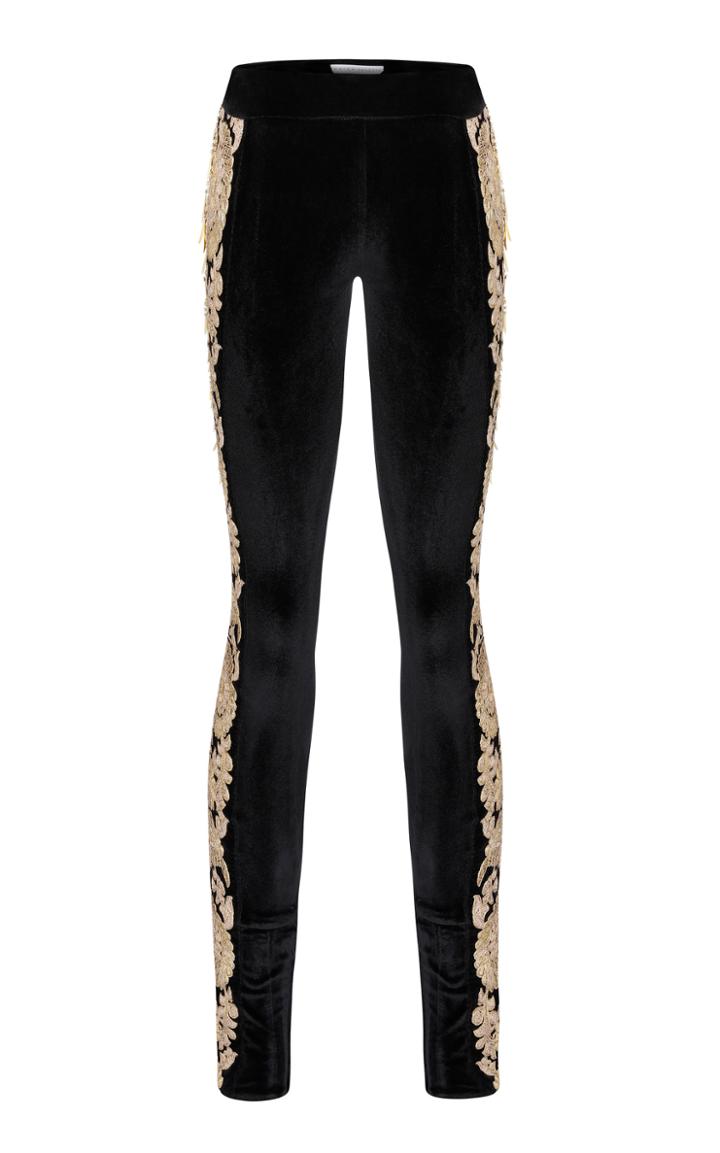 Moda Operandi Raisa Vanessa Embroidered Skinny Velvet Pants