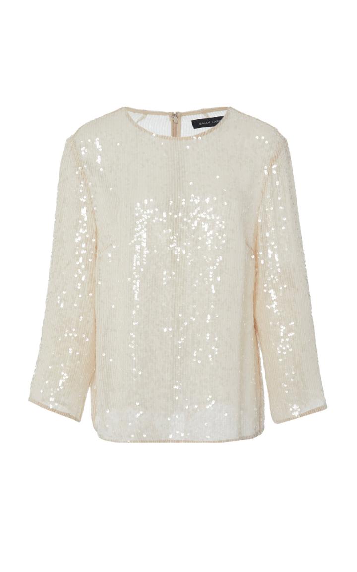 Sally Lapointe Tailored Long-sleeve Sequin Top