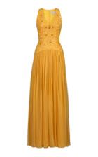 Rami Al Ali Gathered Chiffon Dress With Deep V-neck
