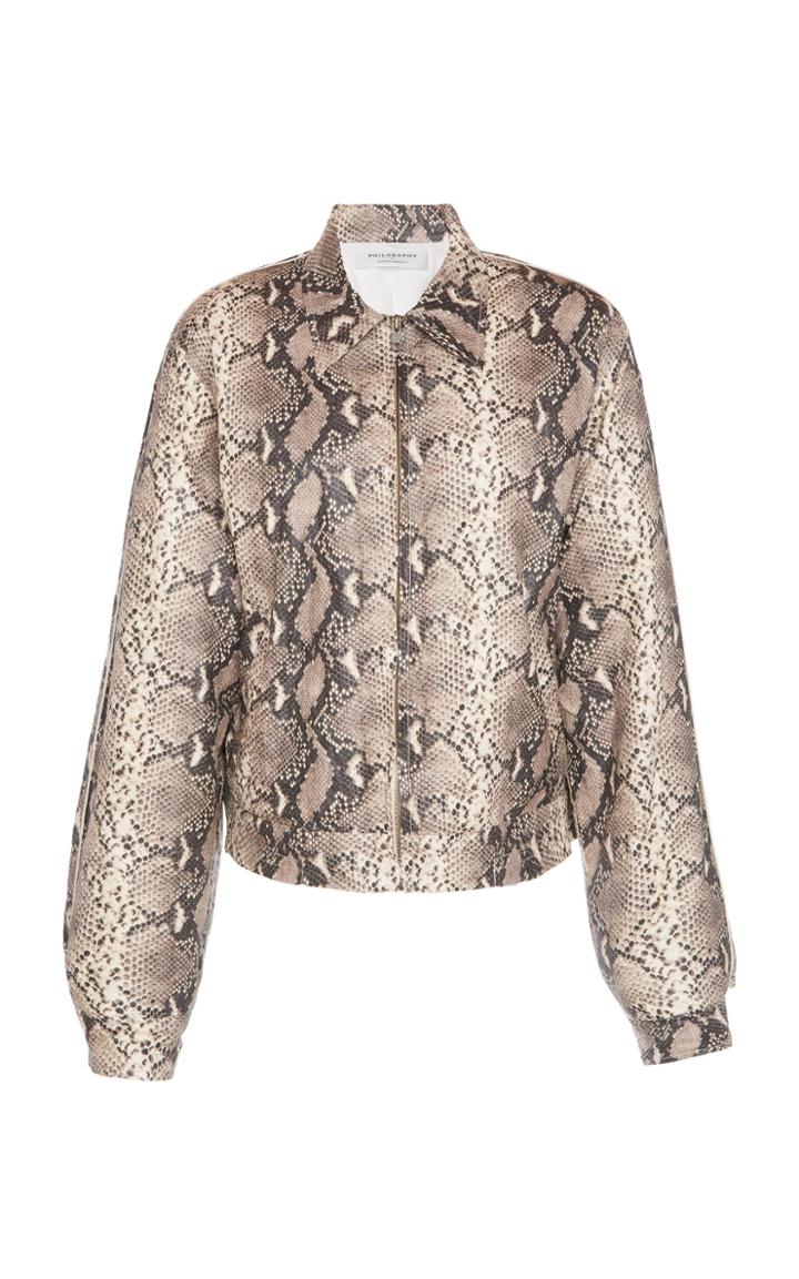 Philosophy Di Lorenzo Serafini Ruffle Sleeve Python Crepe Jacket