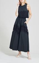 Moda Operandi Lela Rose Embroidered Eyelet Poplin A-line Skirt