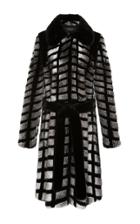 Derek Lam Belted Graphic Mink Intarsia Coat