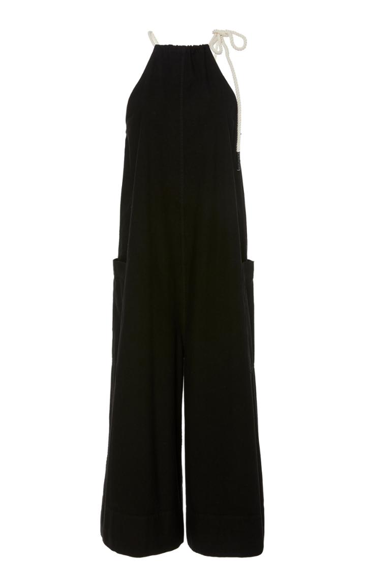 Bassike Halter Cotton Gathered Jumpsuit