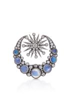 Colette Jewelry 18k Oxidized Gold Moonstone And Diamond Ring