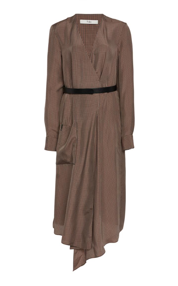 Tibi Walden Cupro Midi Wrap Dress
