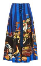 Stella Jean Pleated Print Midi Skirt