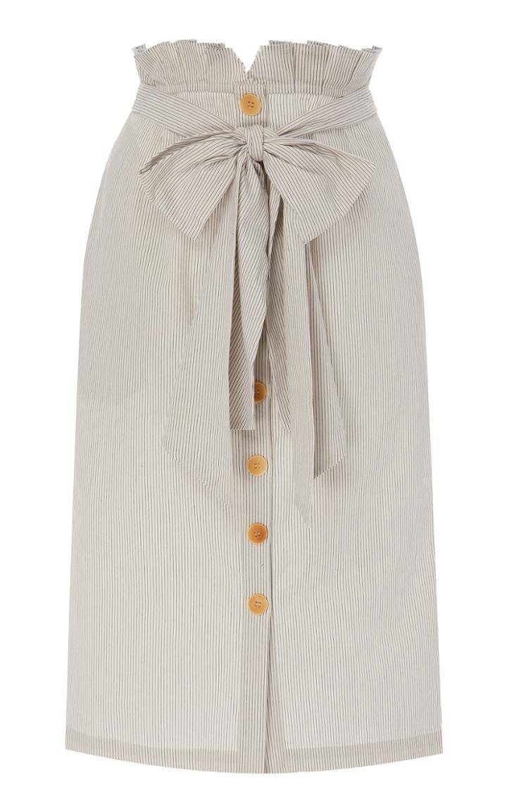 Also Corinne Tie-front Cotton-poplin Midi Skirt