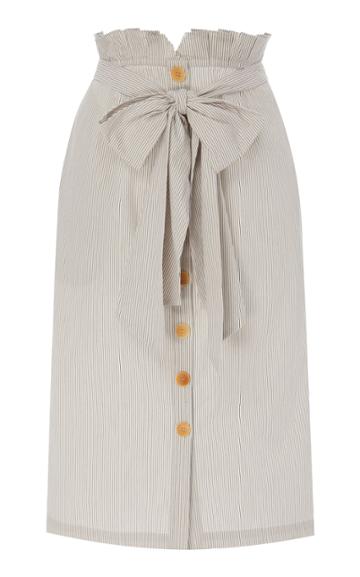 Also Corinne Tie-front Cotton-poplin Midi Skirt