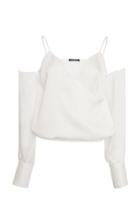 Balmain Cropped Cold-shoulder Silk Top