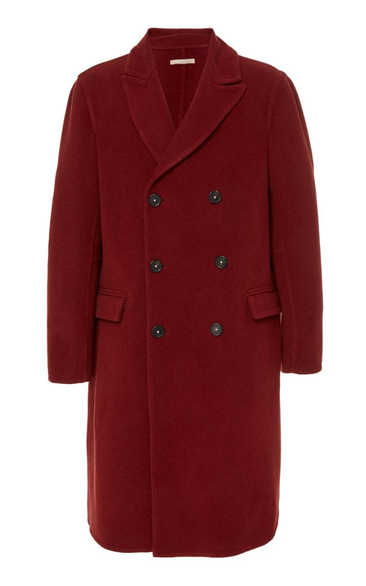 Massimo Alba Double-breasted Orange Wool Coat Size: 52