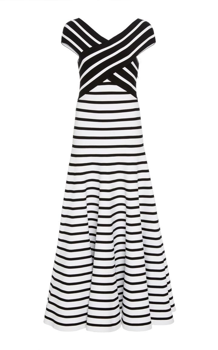 Carolina Herrera Stripe Off The Shoulder Knit Dress
