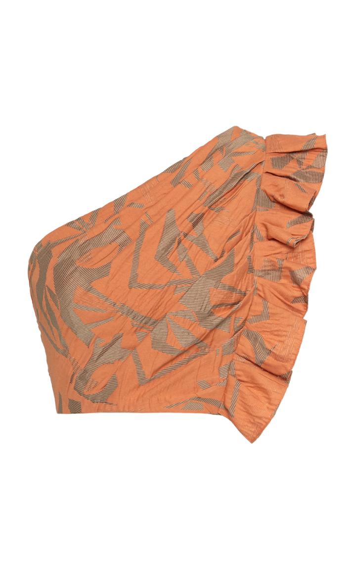 Alexis Frisa Cotton One Shoulder Amber Crop Top