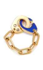 Audrey C. Jewelry 18k Gold Blue Enamel And Diamond Ring