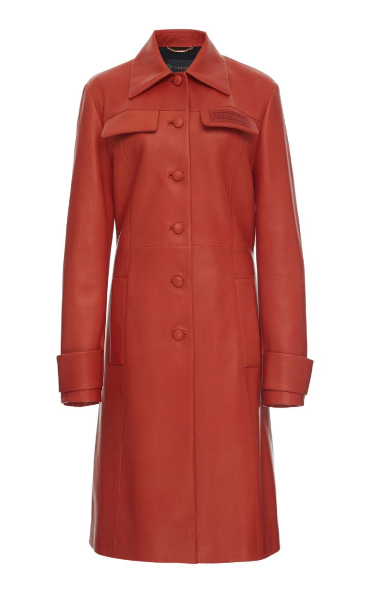 Versace Collared Leather Coat