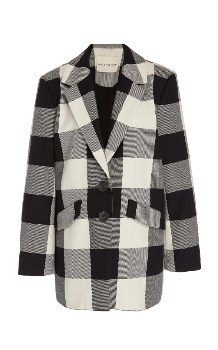 Mara Hoffman Tatum Oversized Checked Cotton Blazer