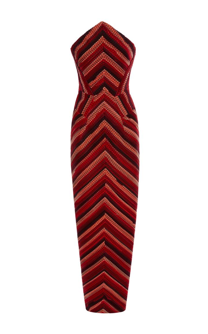 Zac Posen Stitched Velvet Gown