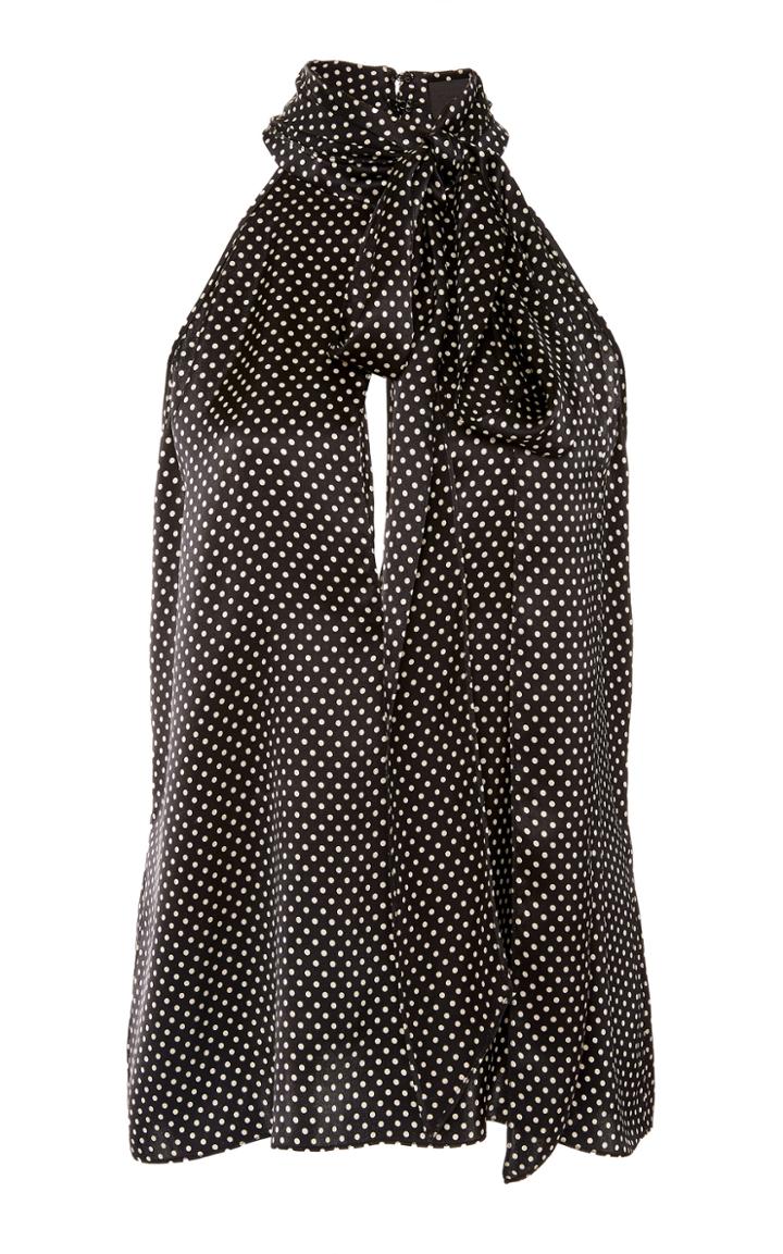Nili Lotan Ceyda Scarf-detailed Polka-dot Silk Top