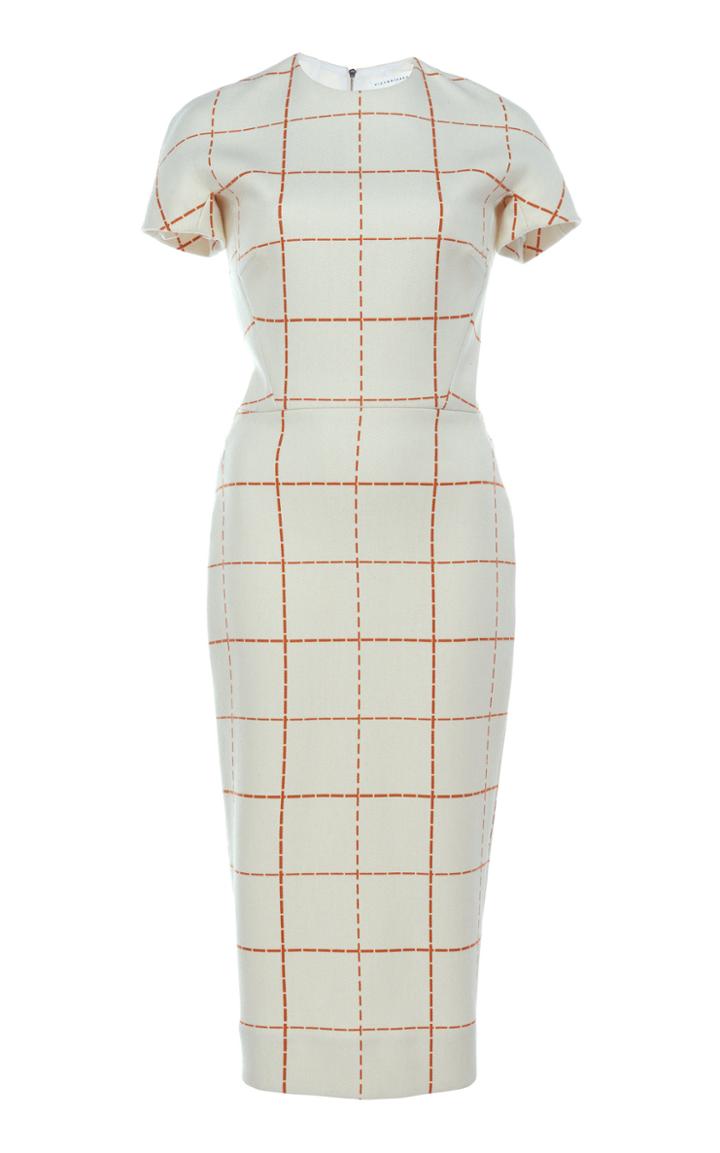 Victoria Beckham Windowpane Crepe Sheath Dress