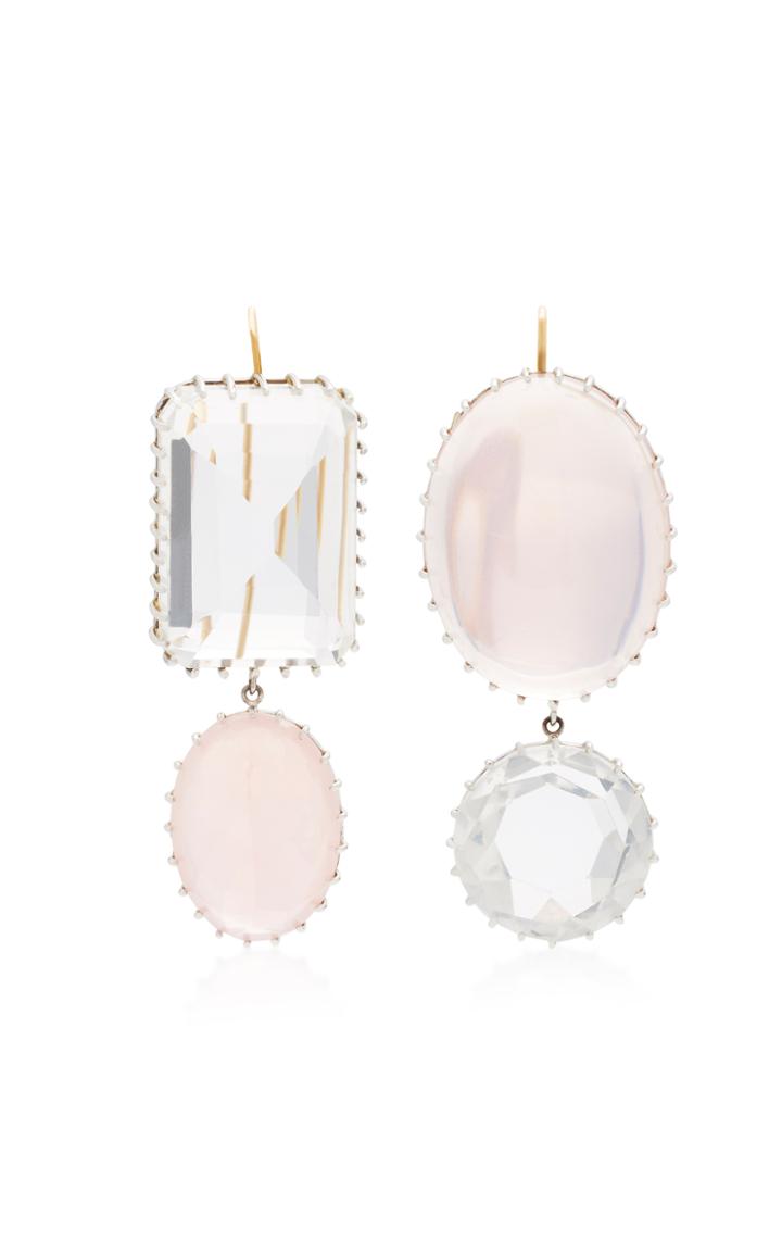 Renee Lewis Antique Rose And Rock Quartz Earrings