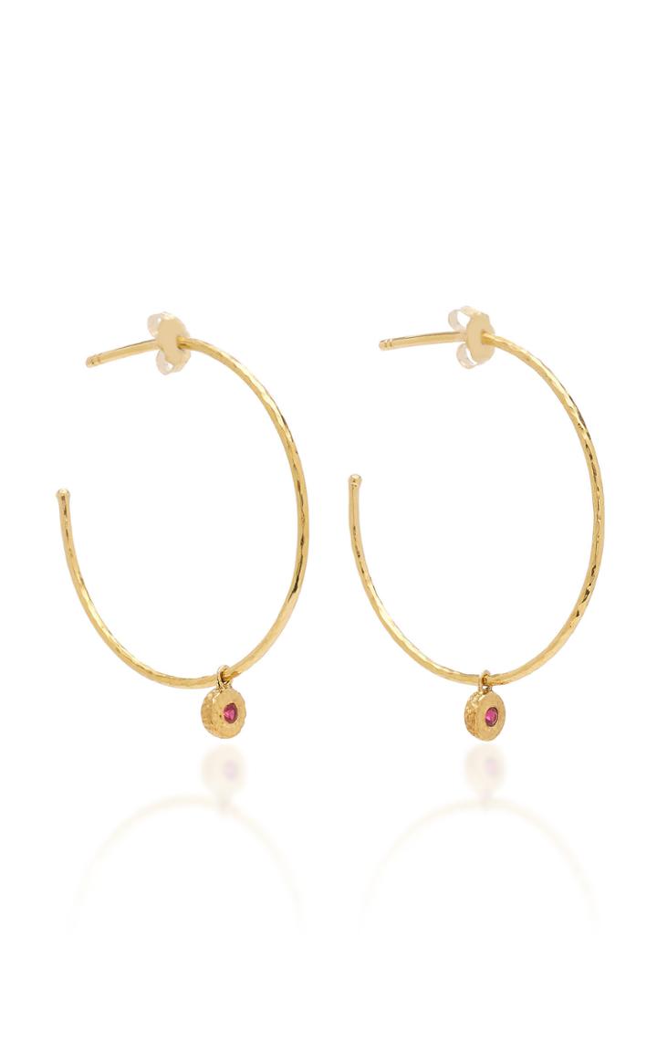 Octavia Elizabeth Nesting Gem Ruby And 18k Gold Hoop Earrings
