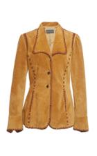 Moda Operandi Alberta Ferretti Suede Blazer With Leather Whipstitch Size: 38