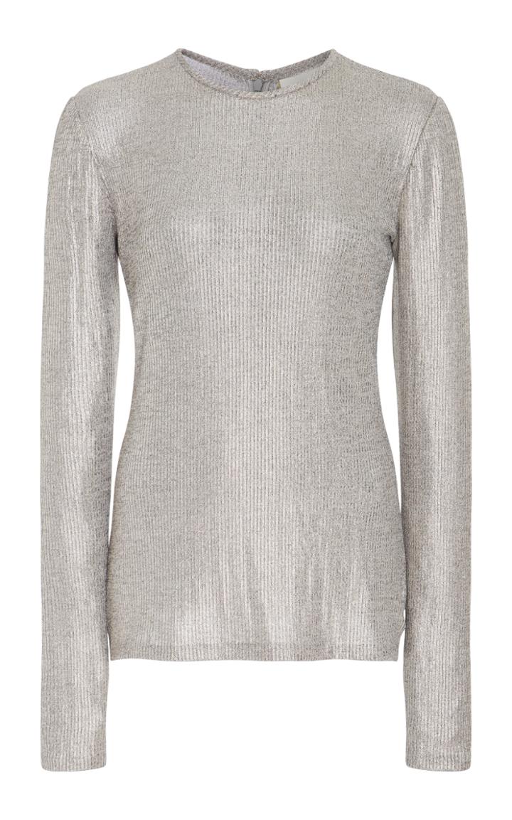 Christian Siriano Ribbed Long Sleeve Top