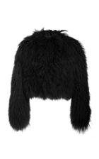 Cushnie Shaggy Cropped Tibet Lamb Coat