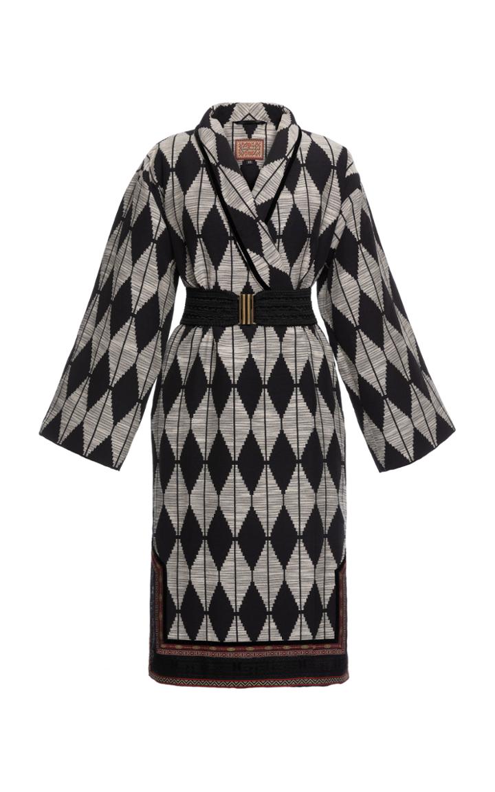 Moda Operandi Lena Hoschek Globetrotter Ribbon-detailed Jacquard Knit Midi Wrap Dres