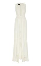 Brandon Maxwell Waterfall Pintucked Crepe Gown