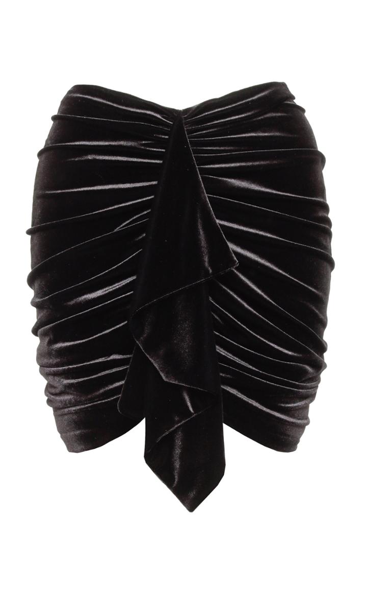 Alexandre Vauthier Ruched Draped Front Velvet Skirt