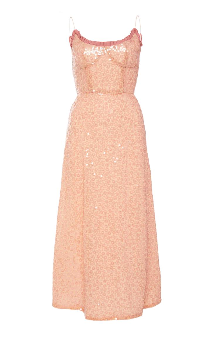 Markarian Elliot Floral Sequin Corset Bias Dress