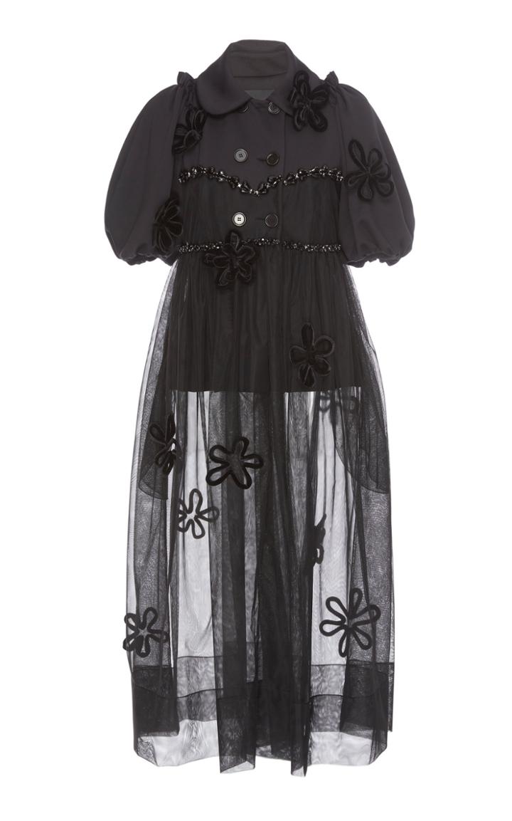 Simone Rocha Puff Sleeve Beaded Coat Dress