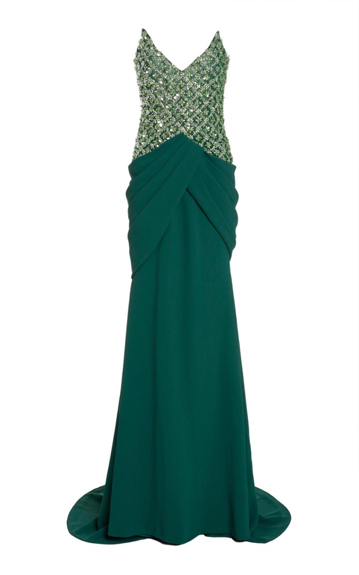 Moda Operandi Pamella Roland Pailette-embellished Crepe Strapless Gown
