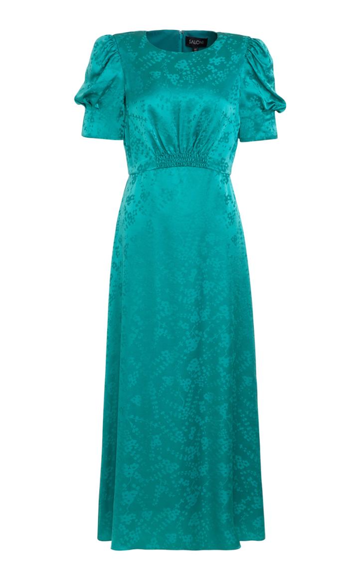 Moda Operandi Saloni Bianca Stamped Silk Satin Dress