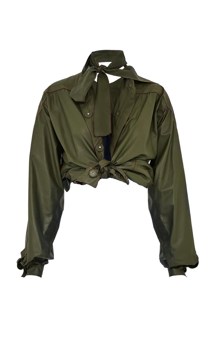 Mafalda Von Hessen Bias Leather Cut Smock Shirt