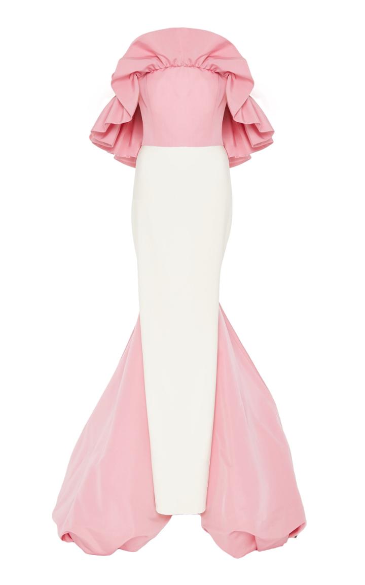 Christian Siriano Ruffle Front Cascading Train Gown