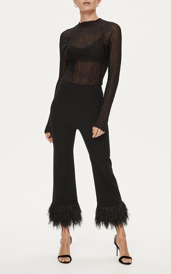 Moda Operandi Rachel Gilbert Francesco Feather-trimmed Cropped Pants
