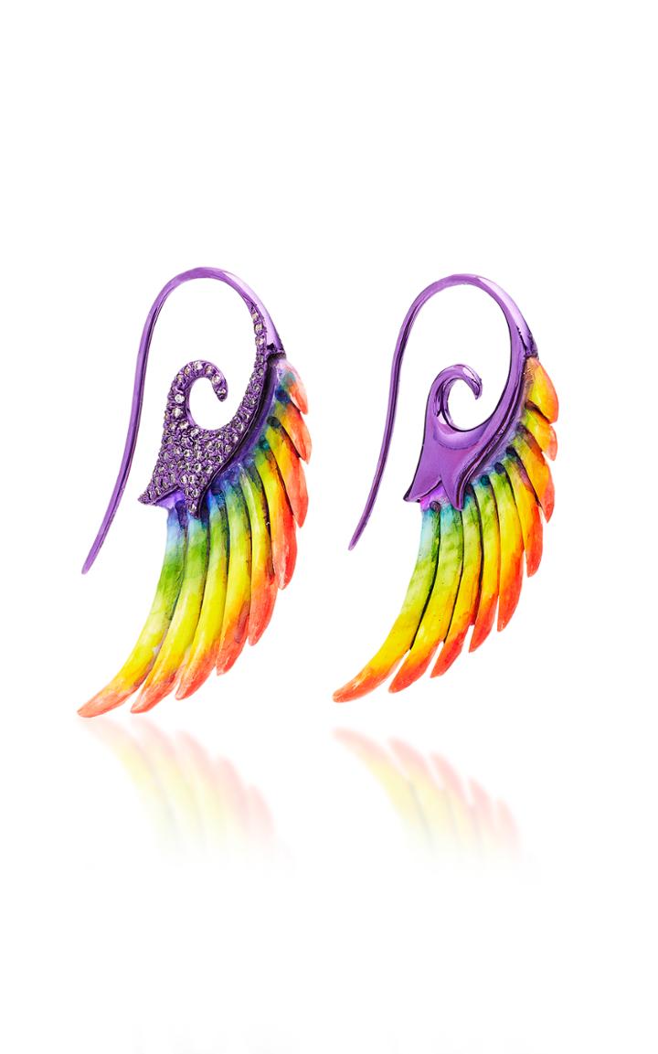 Noor Fares Multi Red Wing Earrings