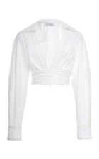 Prabal Gurung Nellie Wrap Front Long Sleeve Blouse