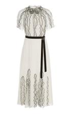 Jason Wu Collection Nano Dot Ruffled Belted Silk Chiffon Midi Dress