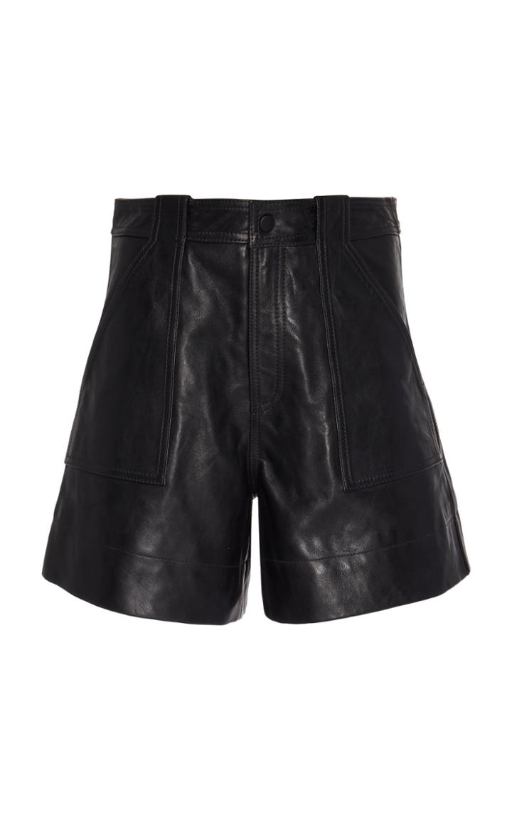 Ganni Lamb Leather High Waisted Shorts