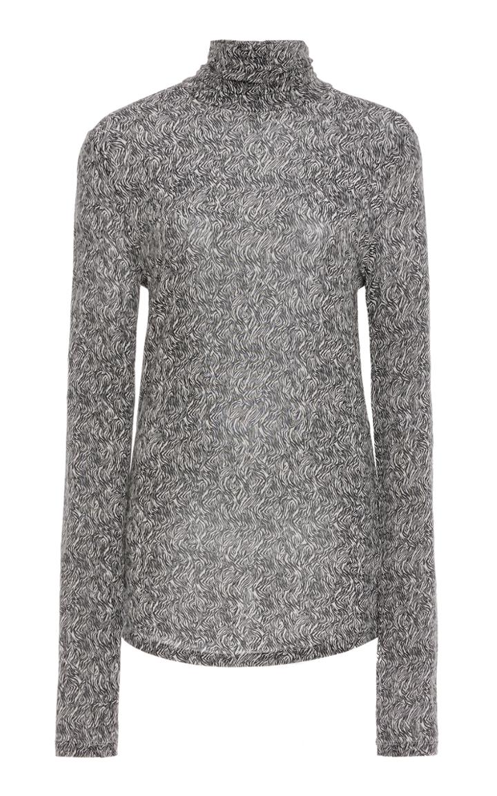 Isabel Marant Goyela Printed Stretch-knit Turtleneck Top