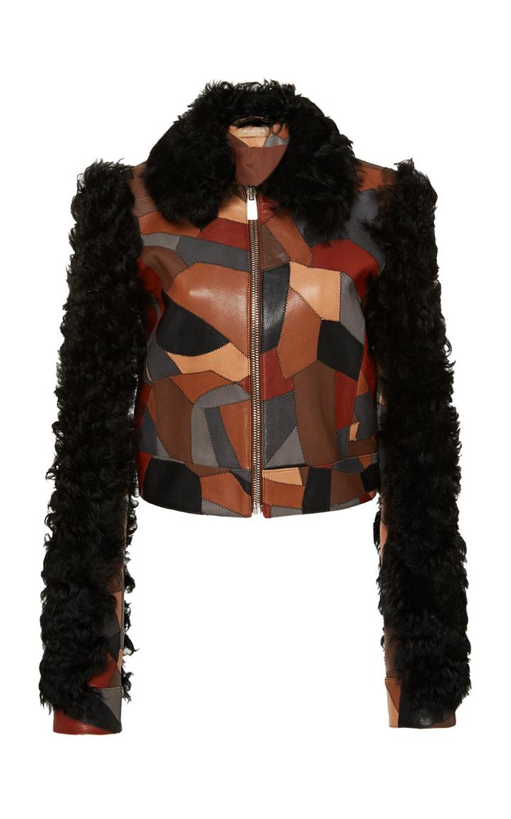 Michael Kors Collection Patchwork Leather-shearling Jacket