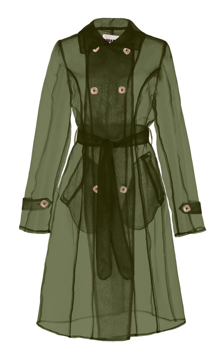 Moda Operandi Apparis Oliva Organza Sheer Trench Coat Size: Xs