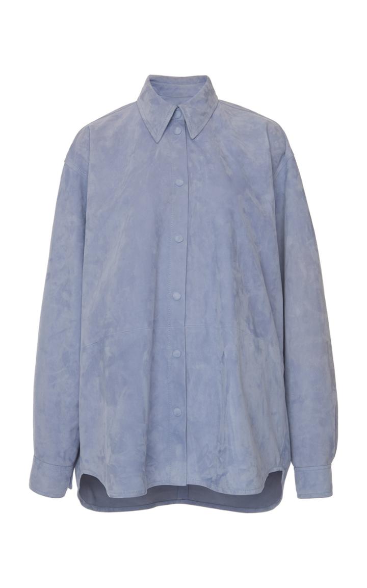 Moda Operandi Loewe Suede Collared Shirt Size: 34