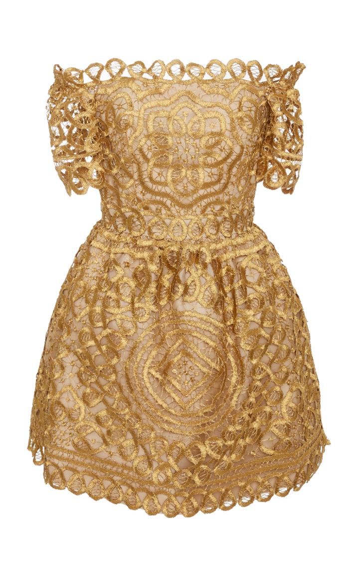 Alexandra Vidal Off The Shoulder Embroidered Mini Dress