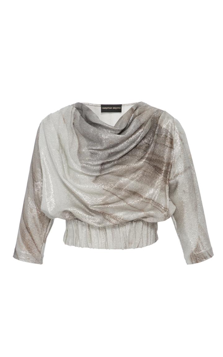 Christian Siriano Metallic Draped Top