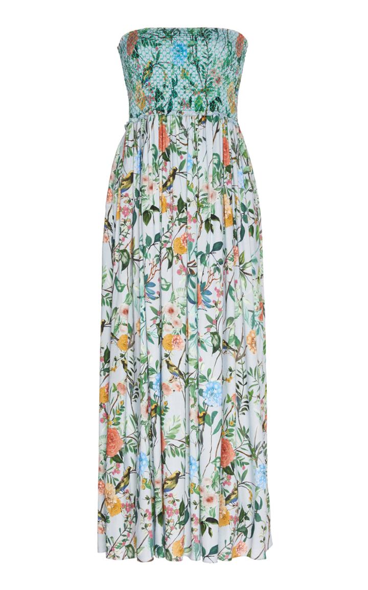 Loretta Caponi Luisa Strapless Printed Maxi Dress