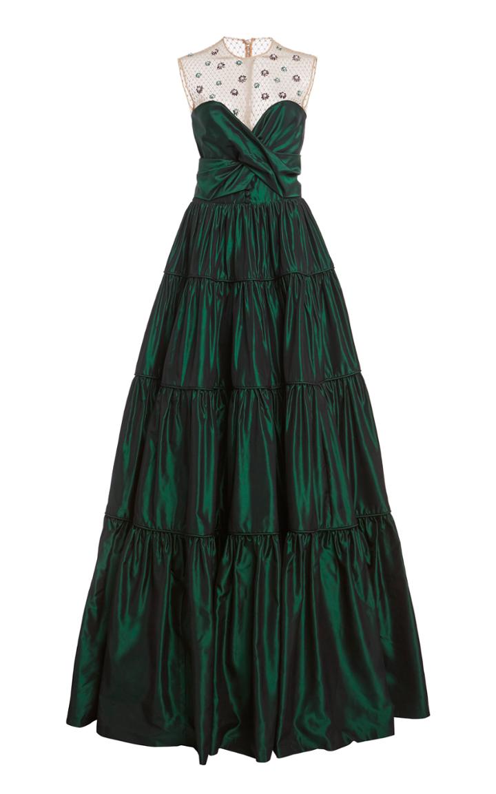 Moda Operandi Costarellos Genavieve Embellished Tiered Taffeta Gown